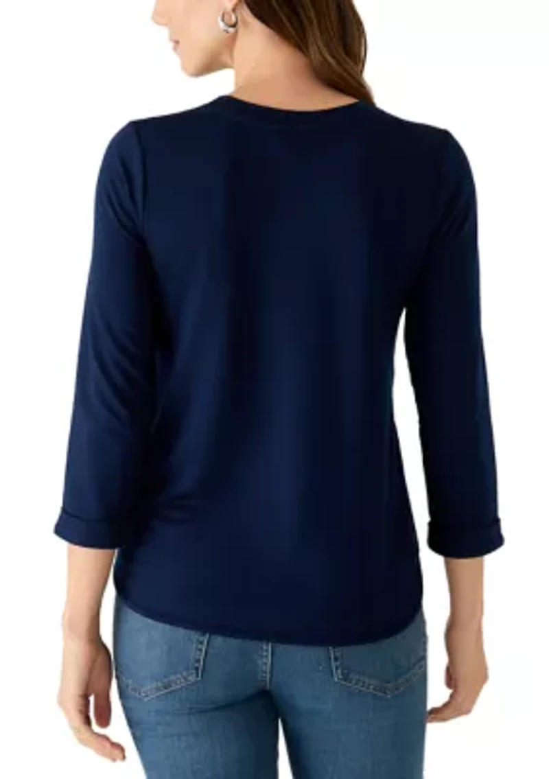 Women's 3/4 Sleeve Baby Terry Top