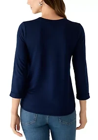 Women's 3/4 Sleeve Baby Terry Top