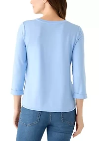 Women's 3/4 Sleeve Baby Terry Top