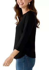 Women's 3/4 Sleeve Baby Terry Top