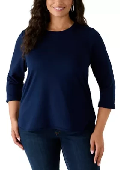 Plus 3/4 Sleeve Baby Terry T-Shirt