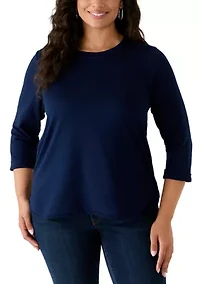 Plus 3/4 Sleeve Baby Terry T-Shirt