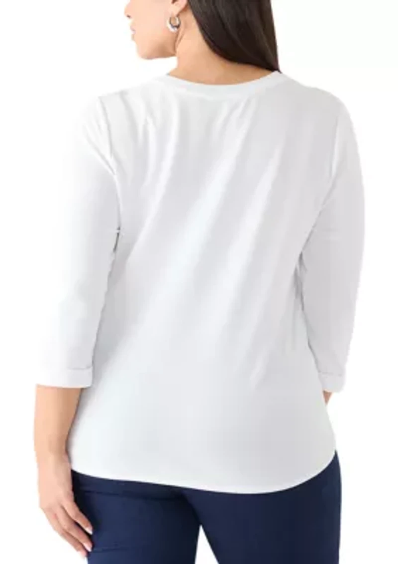 Plus 3/4 Sleeve Baby Terry T-Shirt