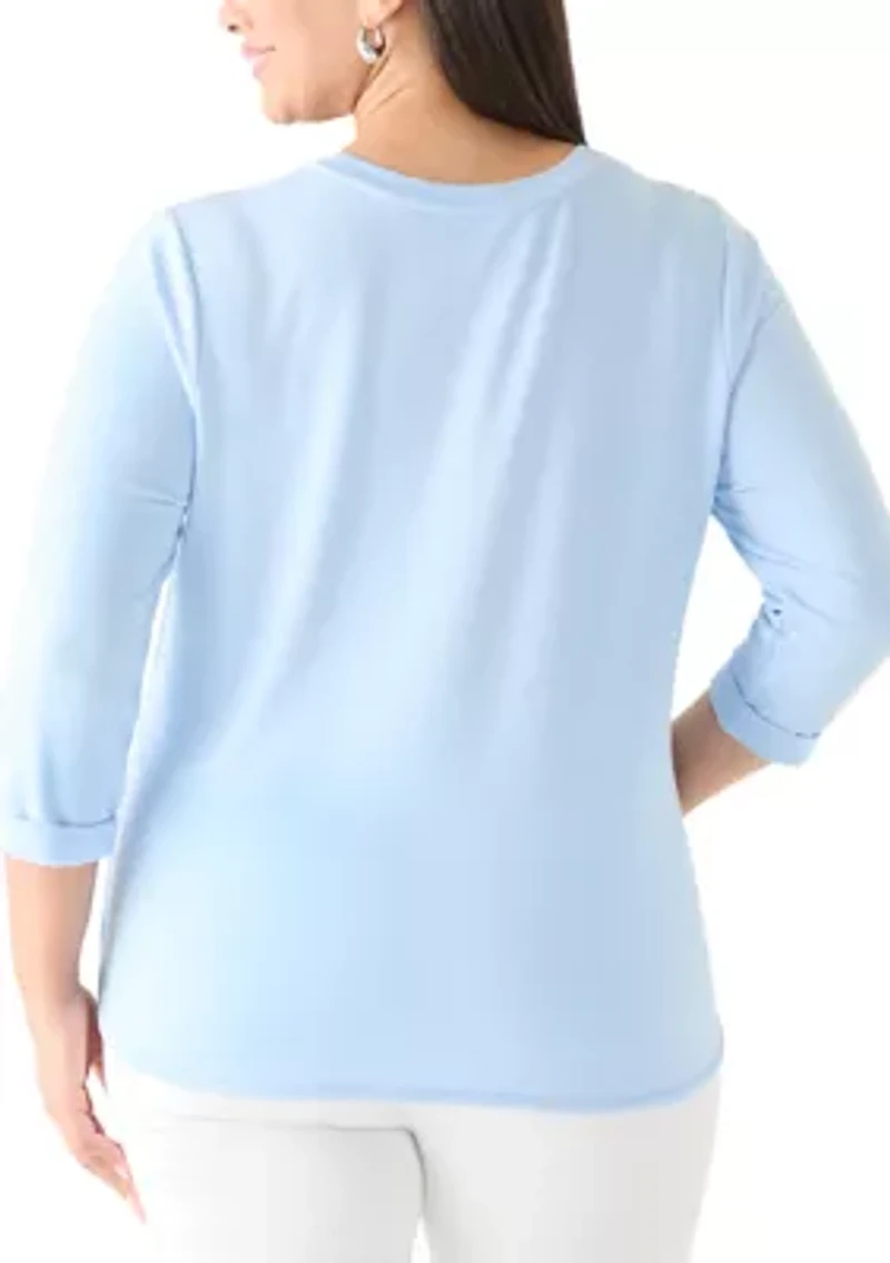 Plus 3/4 Sleeve Baby Terry T-Shirt