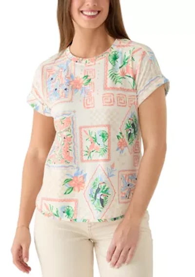 Women's Short Sleeve Crew Neck Printed T-Shirt