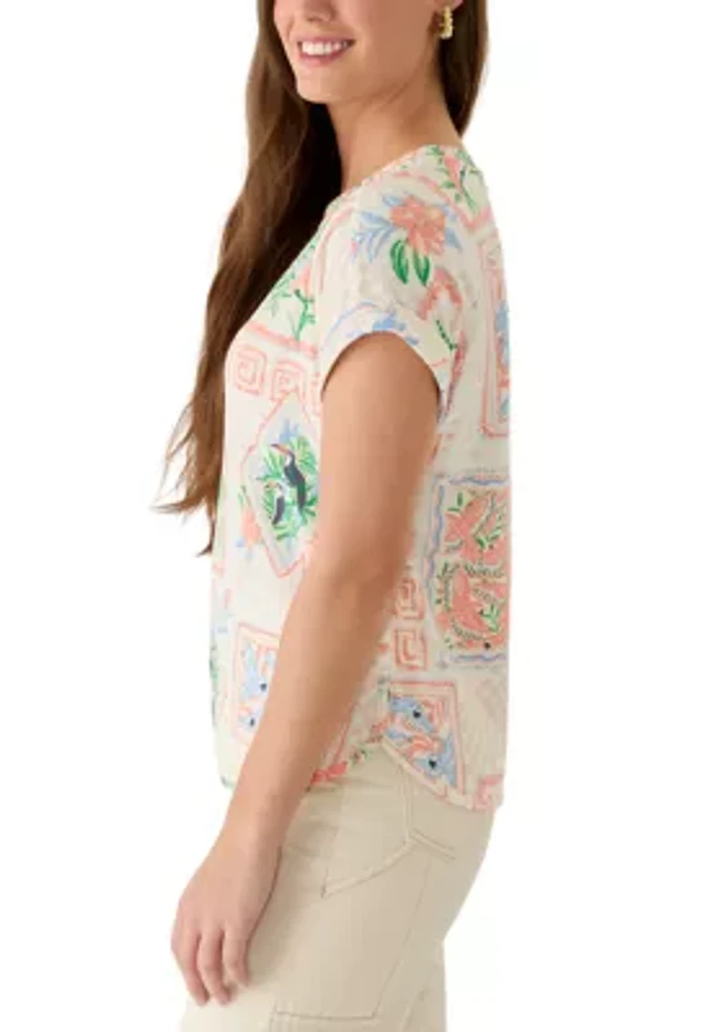 Women's Short Sleeve Crew Neck Printed T-Shirt