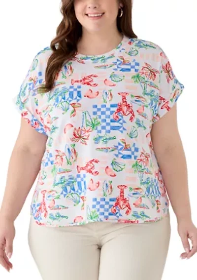 Plus Dolman Baby Terry Print Shirt
