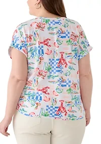 Plus Dolman Baby Terry Print Shirt