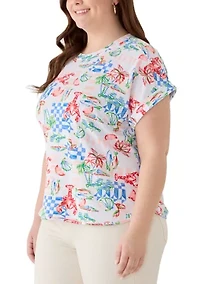 Plus Dolman Baby Terry Print Shirt