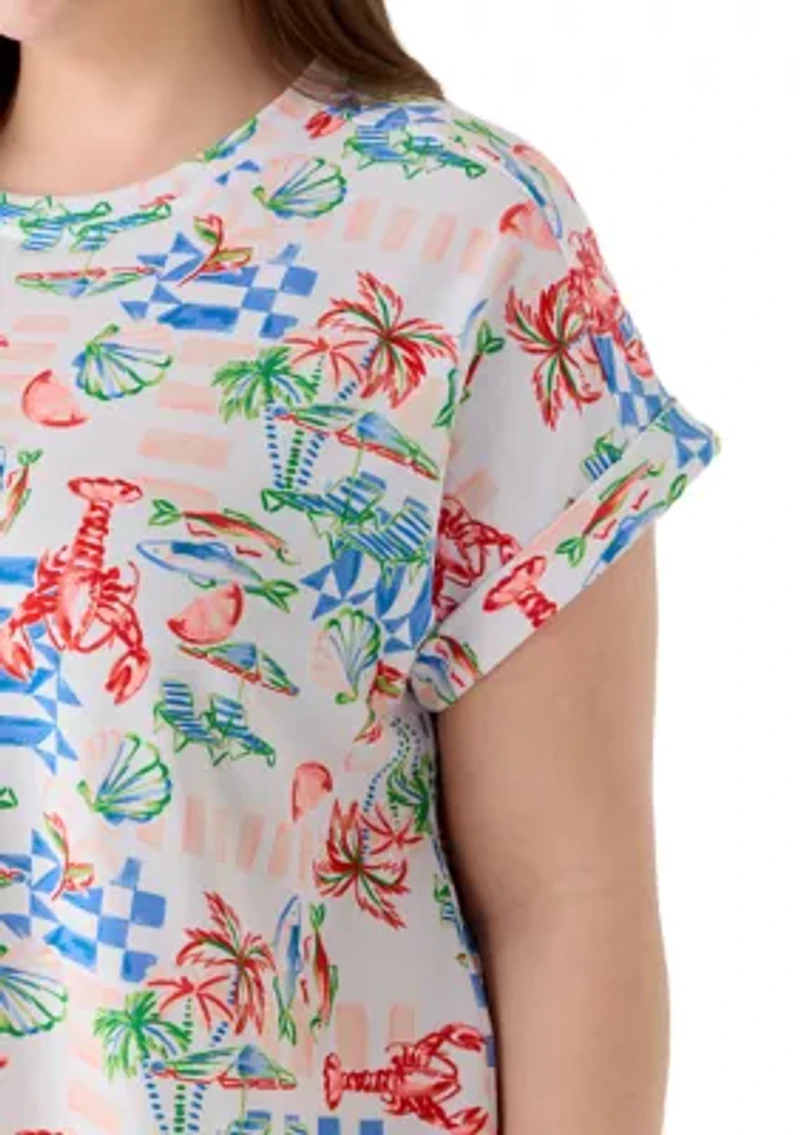Plus Dolman Baby Terry Print Shirt