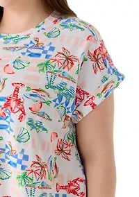 Plus Dolman Baby Terry Print Shirt