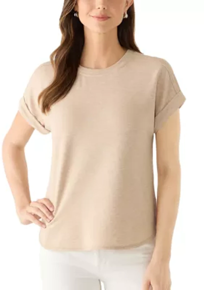 Women's Drop Shoulder Smile Hem Top