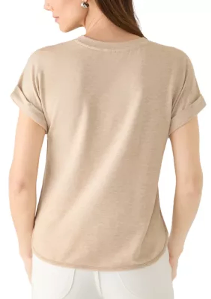Women's Drop Shoulder Smile Hem Top