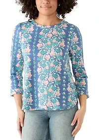 Women's 3/4 Sleeve Print Baby T-Shirt