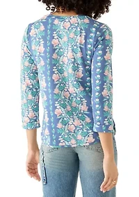 Women's 3/4 Sleeve Print Baby T-Shirt