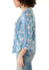 Women's 3/4 Sleeve Print Baby T-Shirt