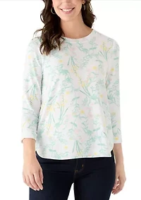 Women's 3/4 Sleeve Baby Terry Printed Top
