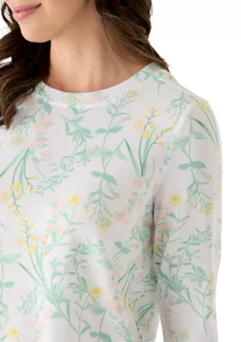 Women's 3/4 Sleeve Baby Terry Printed Top