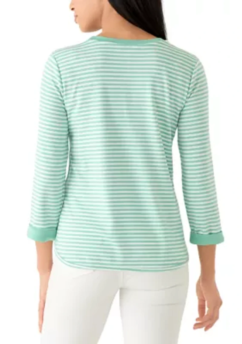 Women's Three-Quarter Sleeve Baby Terry Top