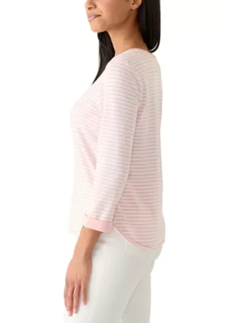 Women's Three-Quarter Sleeve Baby Terry Top