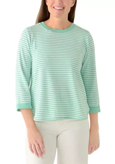 Petite 3/4 Sleeve Smile Hem Top