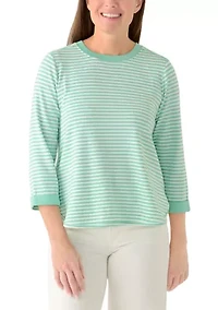 Petite 3/4 Sleeve Smile Hem Top