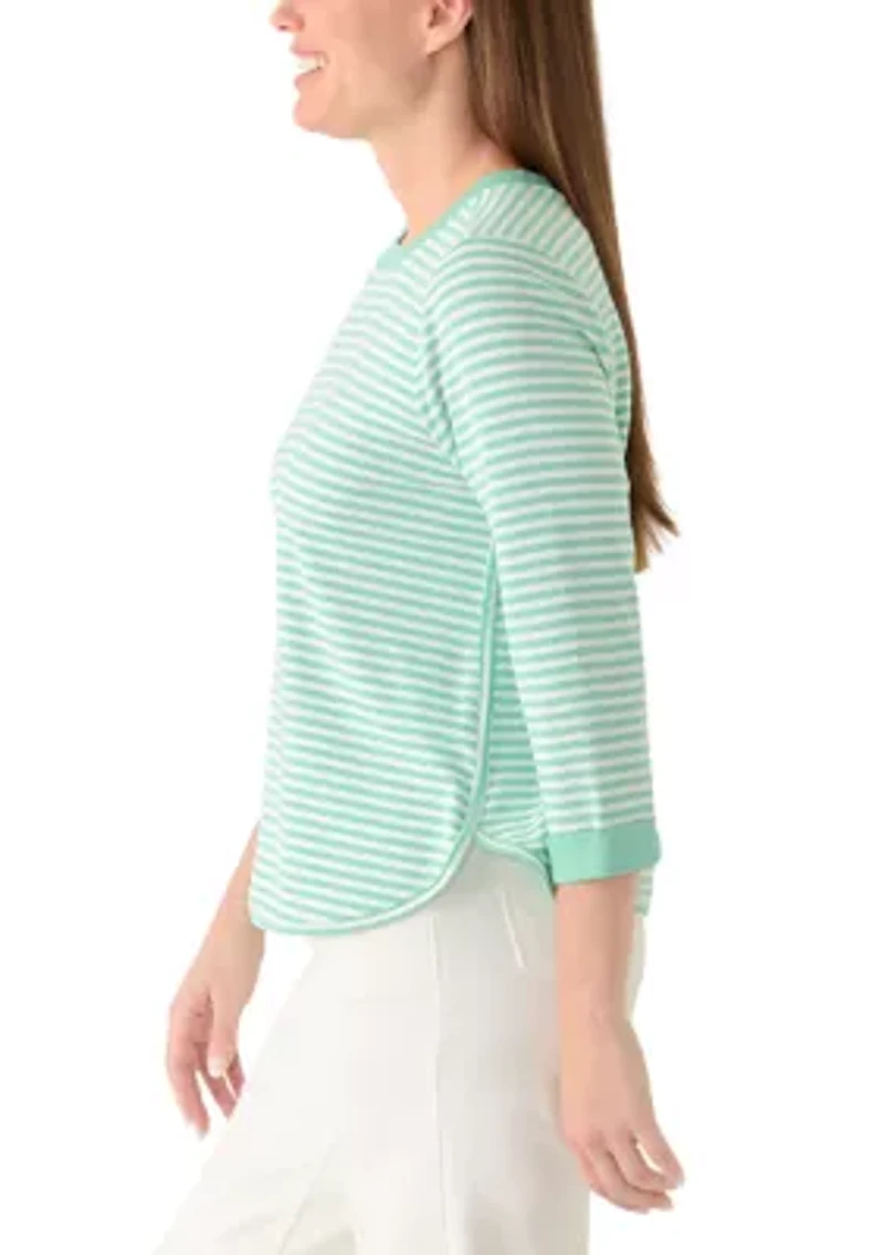 Petite 3/4 Sleeve Smile Hem Top