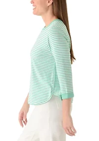 Petite 3/4 Sleeve Smile Hem Top