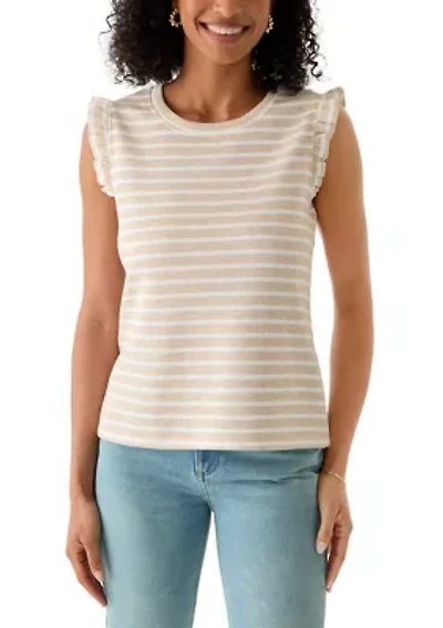 Women's Ruffle Trim Pique Tank