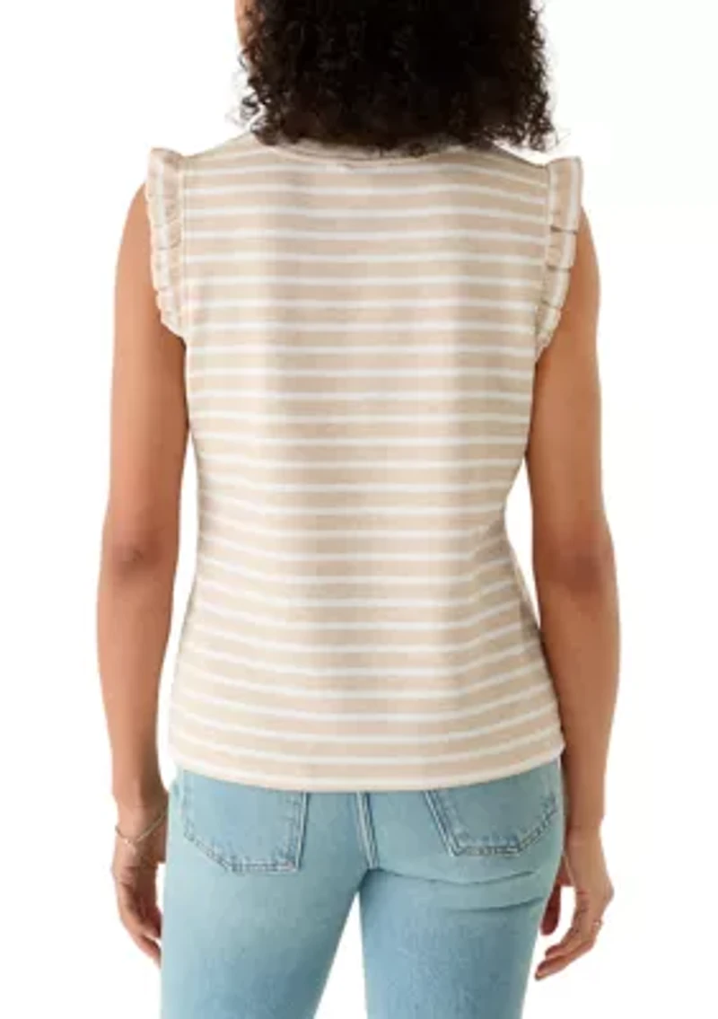 Women's Ruffle Trim Pique Tank