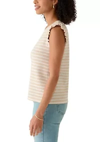Women's Ruffle Trim Pique Tank