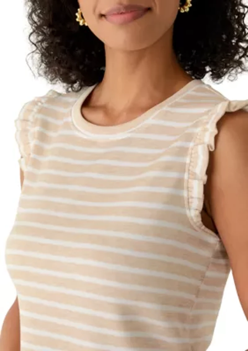 Women's Ruffle Trim Pique Tank