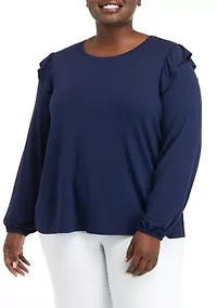Plus Long Sleeve Julianna Ruffle Top