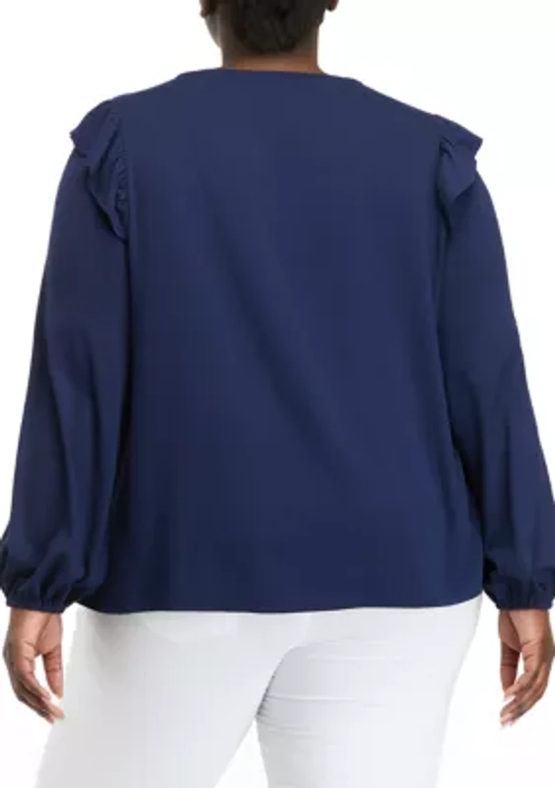 Plus Long Sleeve Julianna Ruffle Top