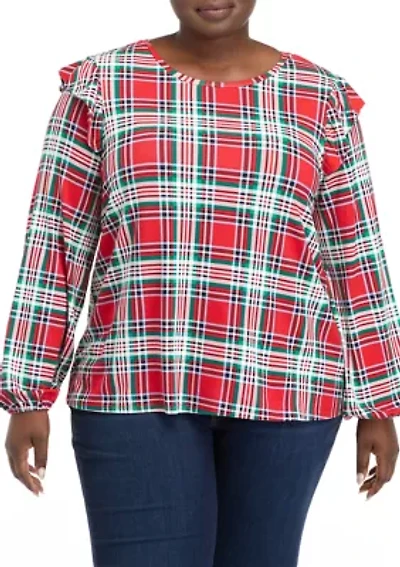 Plus Long Sleeve Julianna Ruffle Top