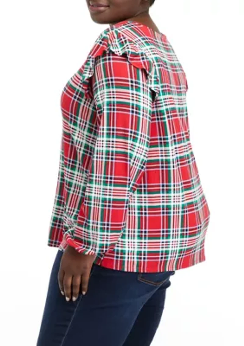 Plus Long Sleeve Julianna Ruffle Top