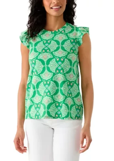 Women's Sleeveless Ruffle Racer T-Shirt