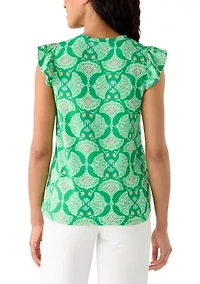 Women's Sleeveless Ruffle Racer T-Shirt