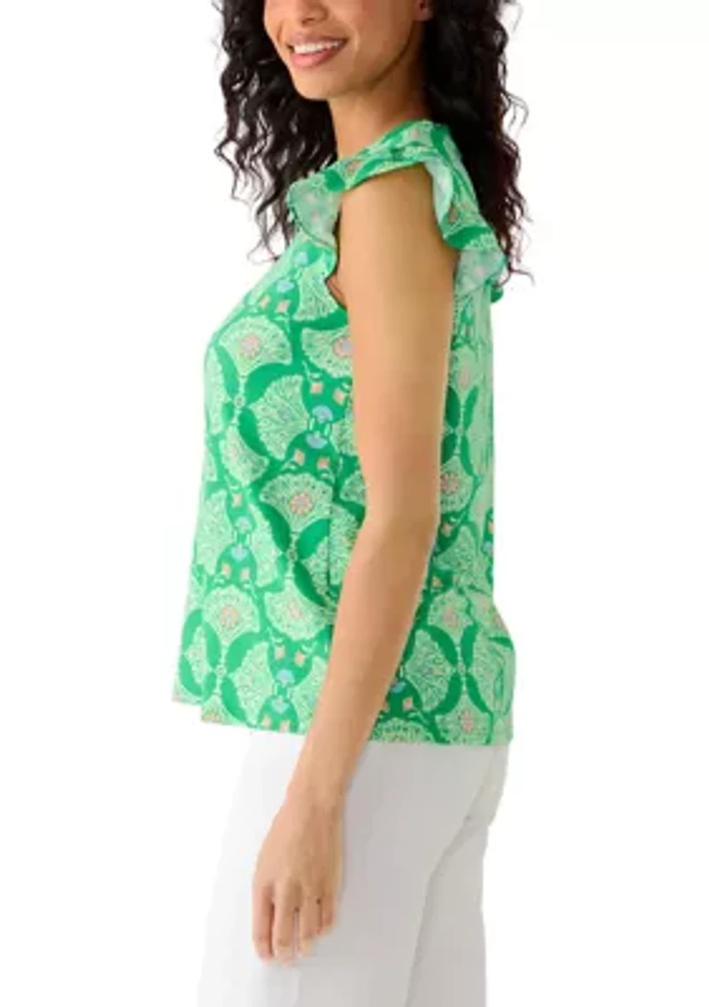 Women's Sleeveless Ruffle Racer T-Shirt