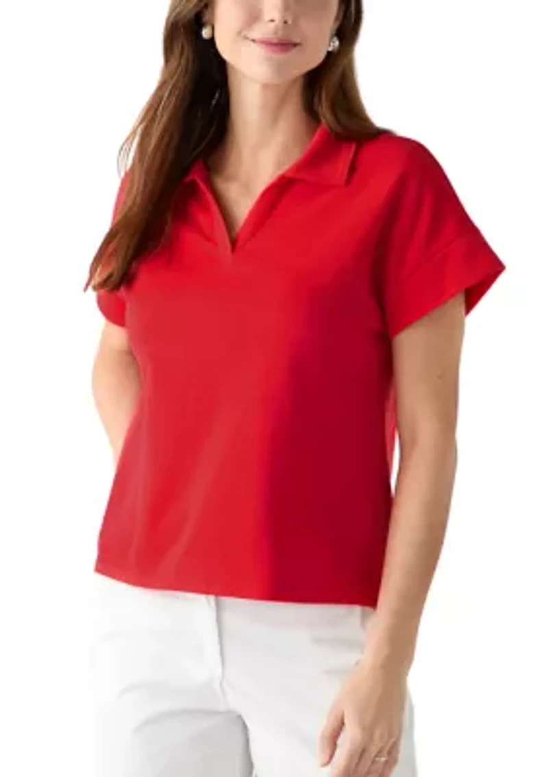 Women's Johnny Collar Solid Shirt