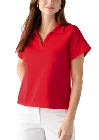 Women's Johnny Collar Solid Shirt