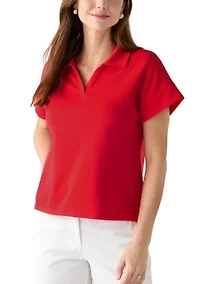 Women's Johnny Collar Solid Shirt