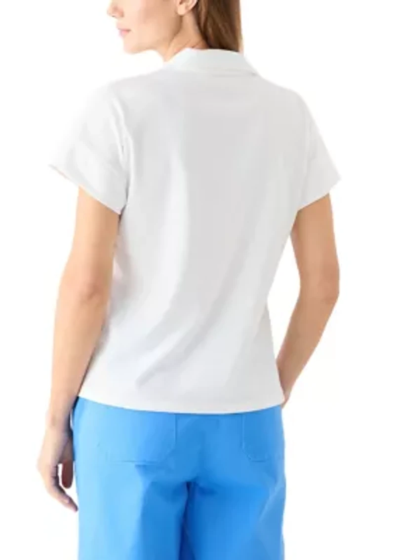 Women's Johnny Collar Solid Shirt