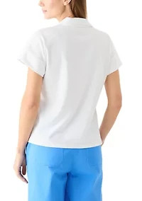 Women's Johnny Collar Solid Shirt