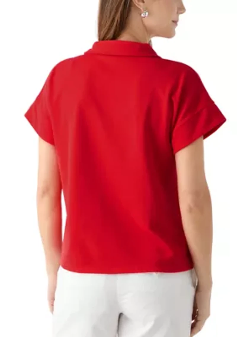 Women's Johnny Collar Solid Shirt