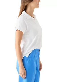 Women's Johnny Collar Solid Shirt