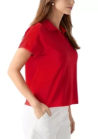 Women's Johnny Collar Solid Shirt