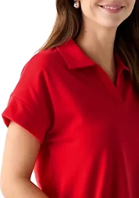 Women's Johnny Collar Solid Shirt