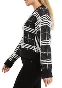 Petite V-Neck Plaid Sweater