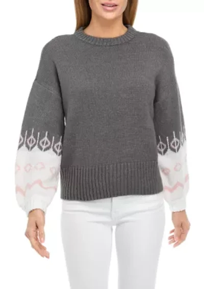Petite Fairisle Sleeve Pullover Sweater
